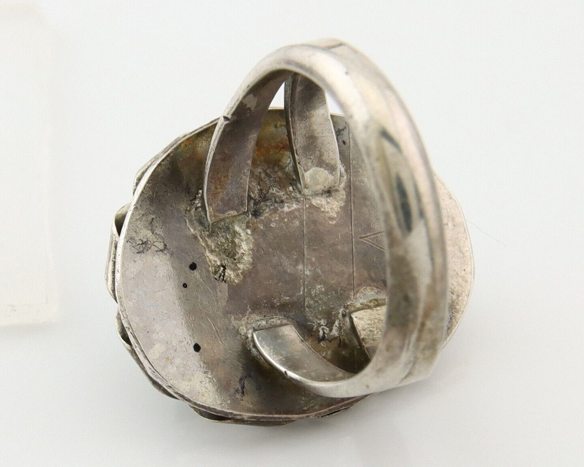 Navajo Ring 925 Sterling Natural Mined Arizona Turquoise C.80's Size 5.75