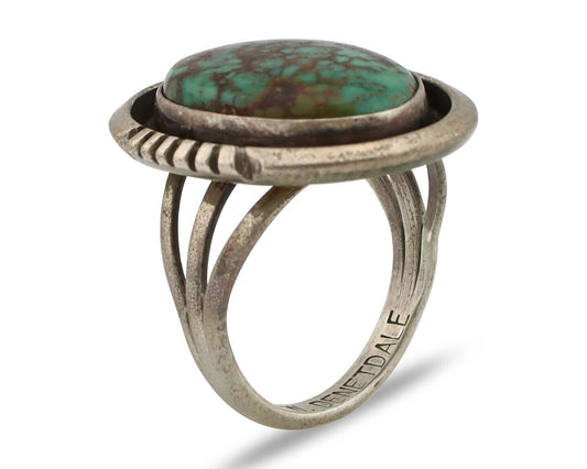 Navajo Handmade Ring 925 Silver Turquoise Artist Signed Denetdale C.80's