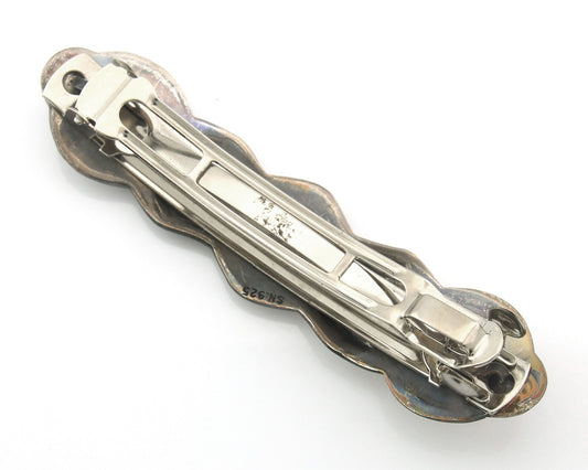 Vintage Navajo Barrette 925 Sterling Silver Hand Stamped Authentic Signed SN