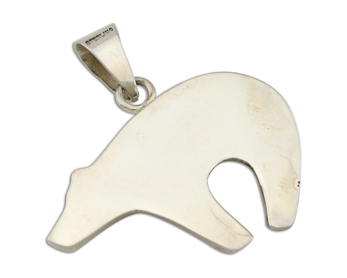 Navajo Spirit Bear Pendant 925 Sterling Silver Native Artist C.80's