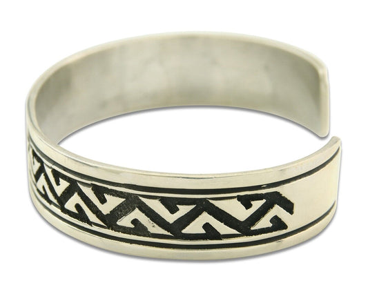 Mens's Navajo Bracelet 925 Silver Artist Signed Thomas Singer Cuff Made 1980's