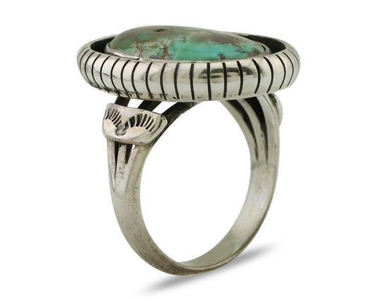 Navajo Handmade Ring 925 Silver Natural Turquoise Signed M Montoya C.80's