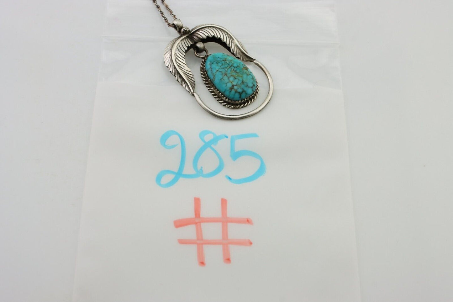 Navajo Necklace 925 Silver Turquoise Native American Artist Signed C.90's
