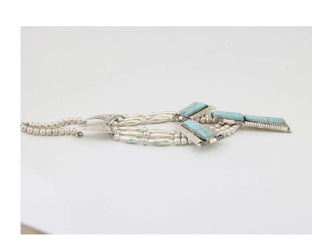 Navajo Necklace Mine 8 Turquoise Handmade Artist Signed D C.80's