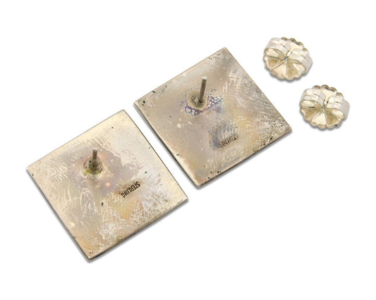 Navajo Earrings 925 Silver Natural Turquoise Native American Artist C.80's