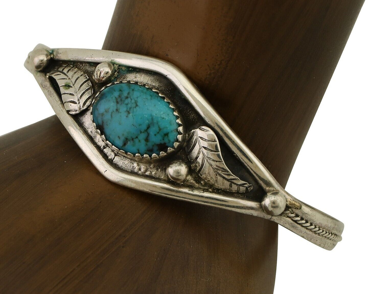 Navajo Bracelet 925 Silver Kingman Turquoise Native American Artist C.80's
