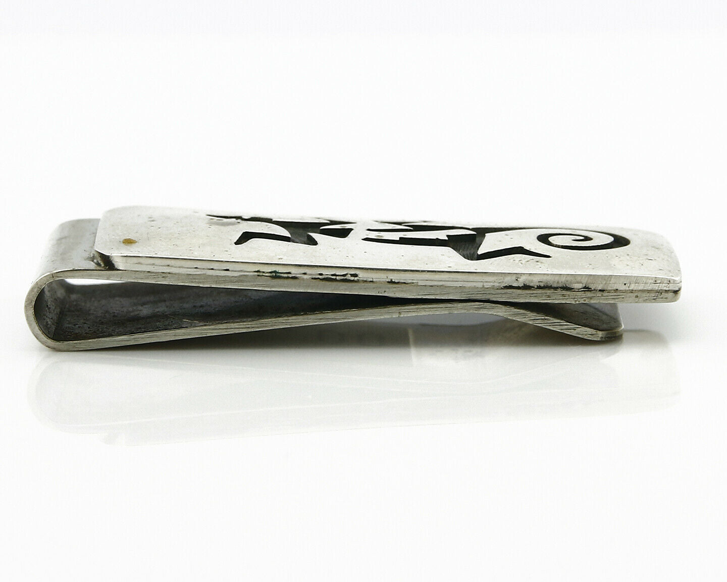 Navajo Money Clip .925 Silver & Nickle Hand Stamped Artist Pooyouma C.80's