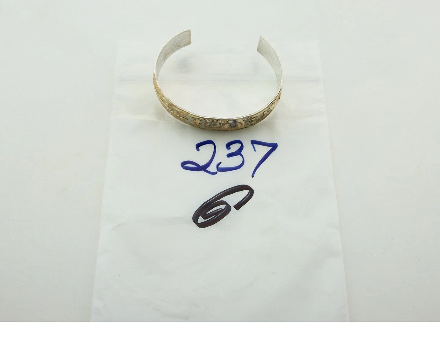 Navajo Cuff Bracelet Sterling Silver & Gold Vintage Storyteller Signed GE