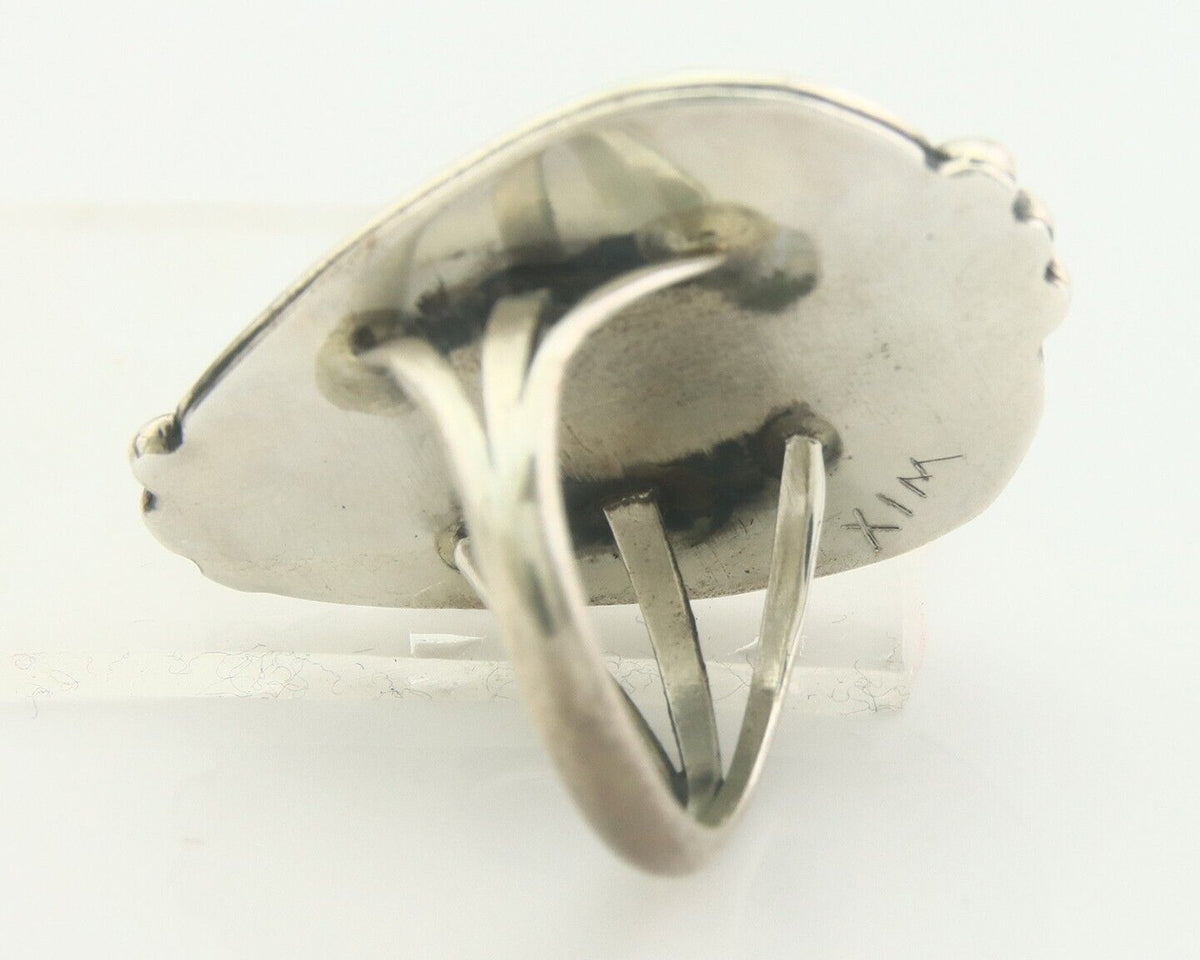 Navajo Ring 925 Sterling Turquoise Handmade Native Artist C.80's Size 5.5