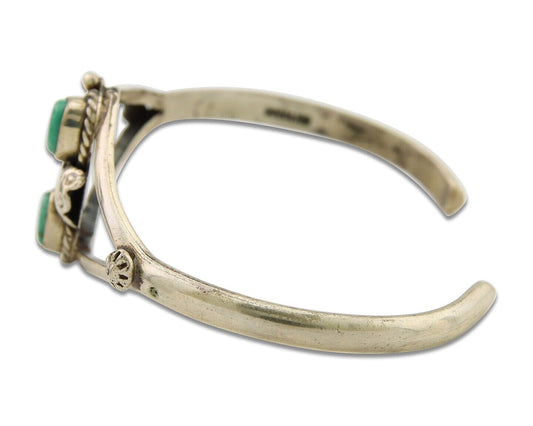 Navajo Bracelet 925 Silver Cuff Turquoise Handmade Native Artist C.80's