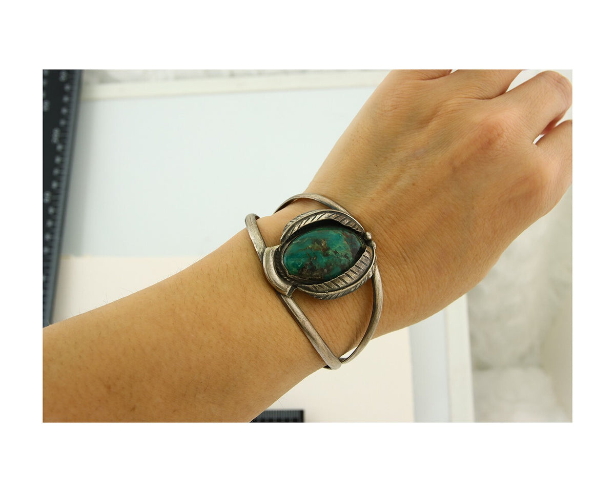 Vintage Navajo Bracelet 925 Silver Natural Blue Turquoise Native American Artist
