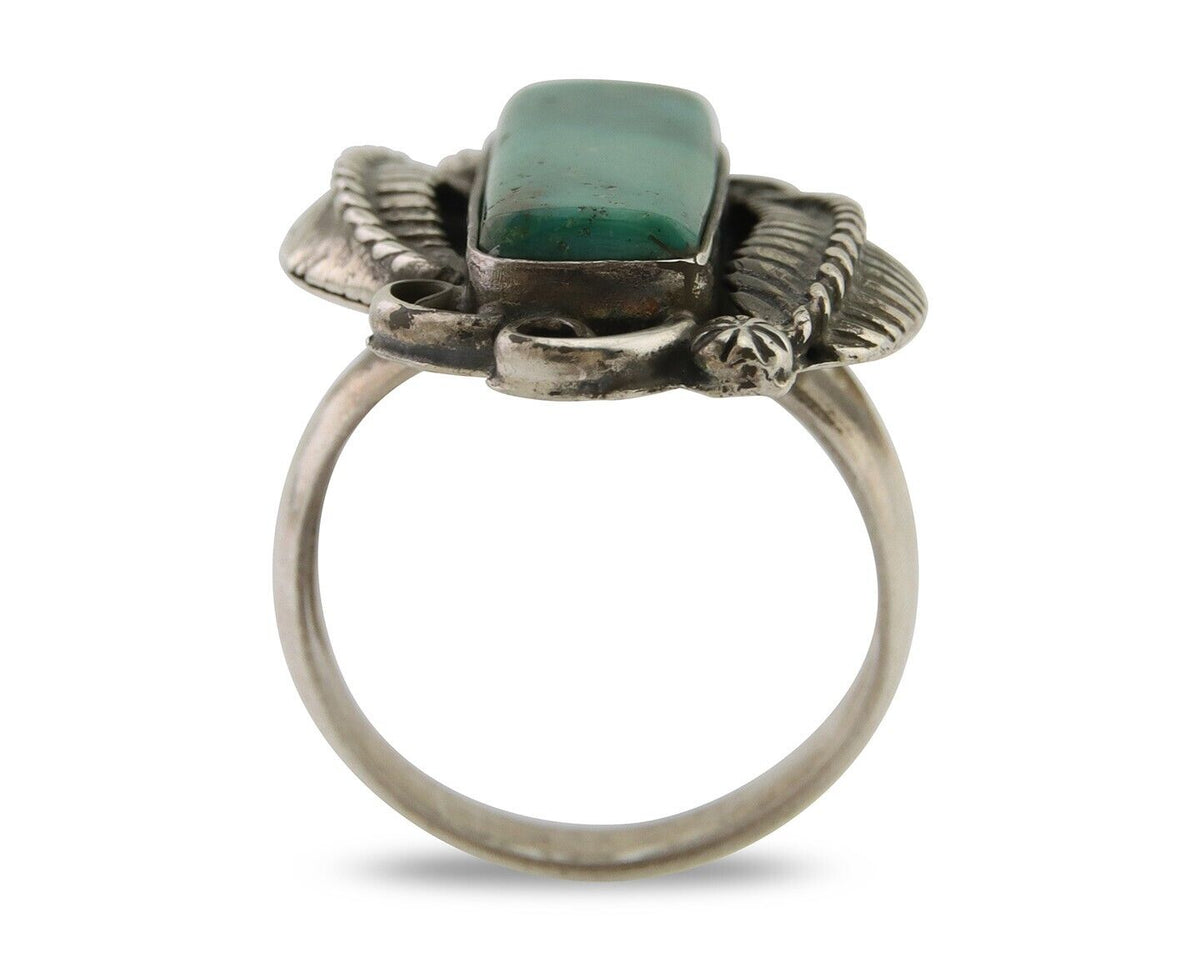 Navajo Handmade Ring 925 Silver Natural Turquoise Native Artist C.80's