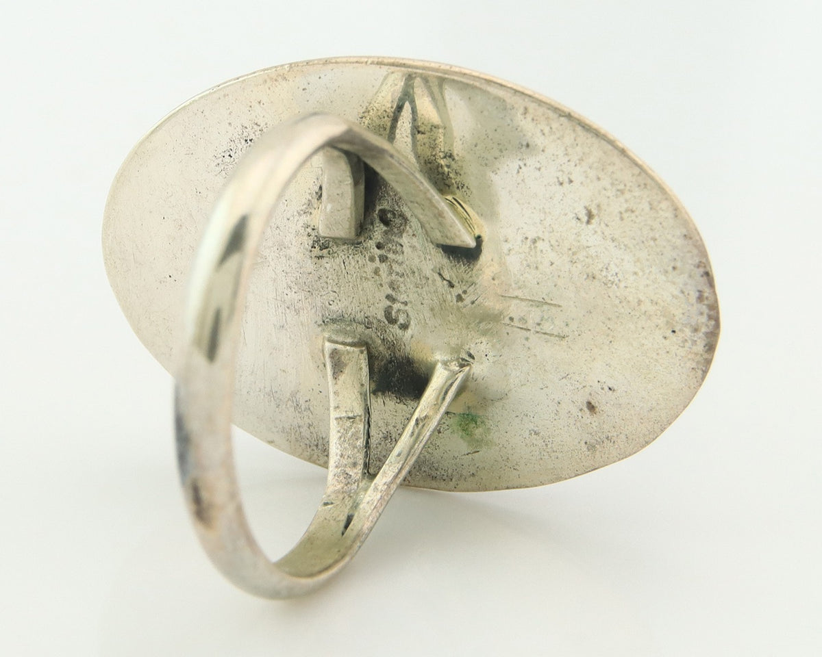 Navajo Tiwa Ring Sterling Silver Gemstone Vintage Native American Artist Sz 7.5