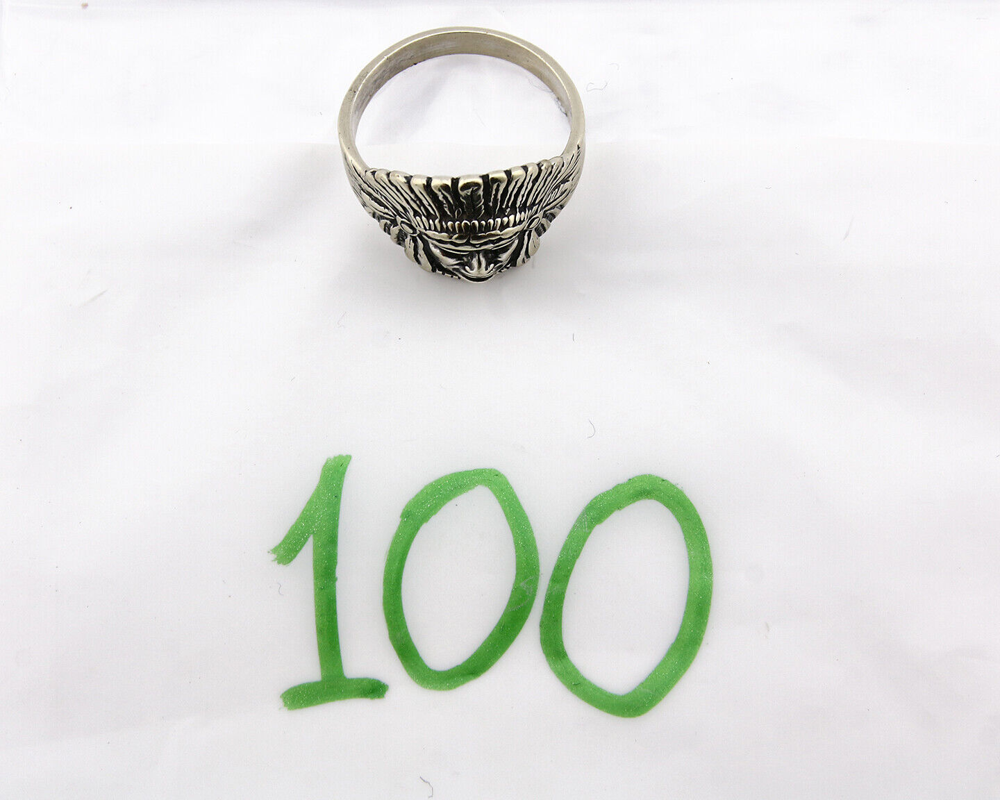 Navajo Warrior Chief Ring .925 Silver Artist Signed Wheeler C.80's Size 11.25