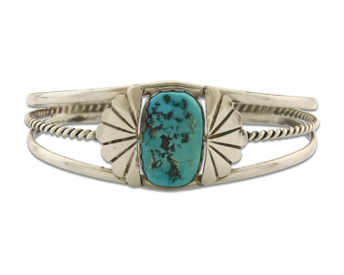 Vintage Navajo Bracelet 925 Silver Turquoise Handmade Signed L T Chee