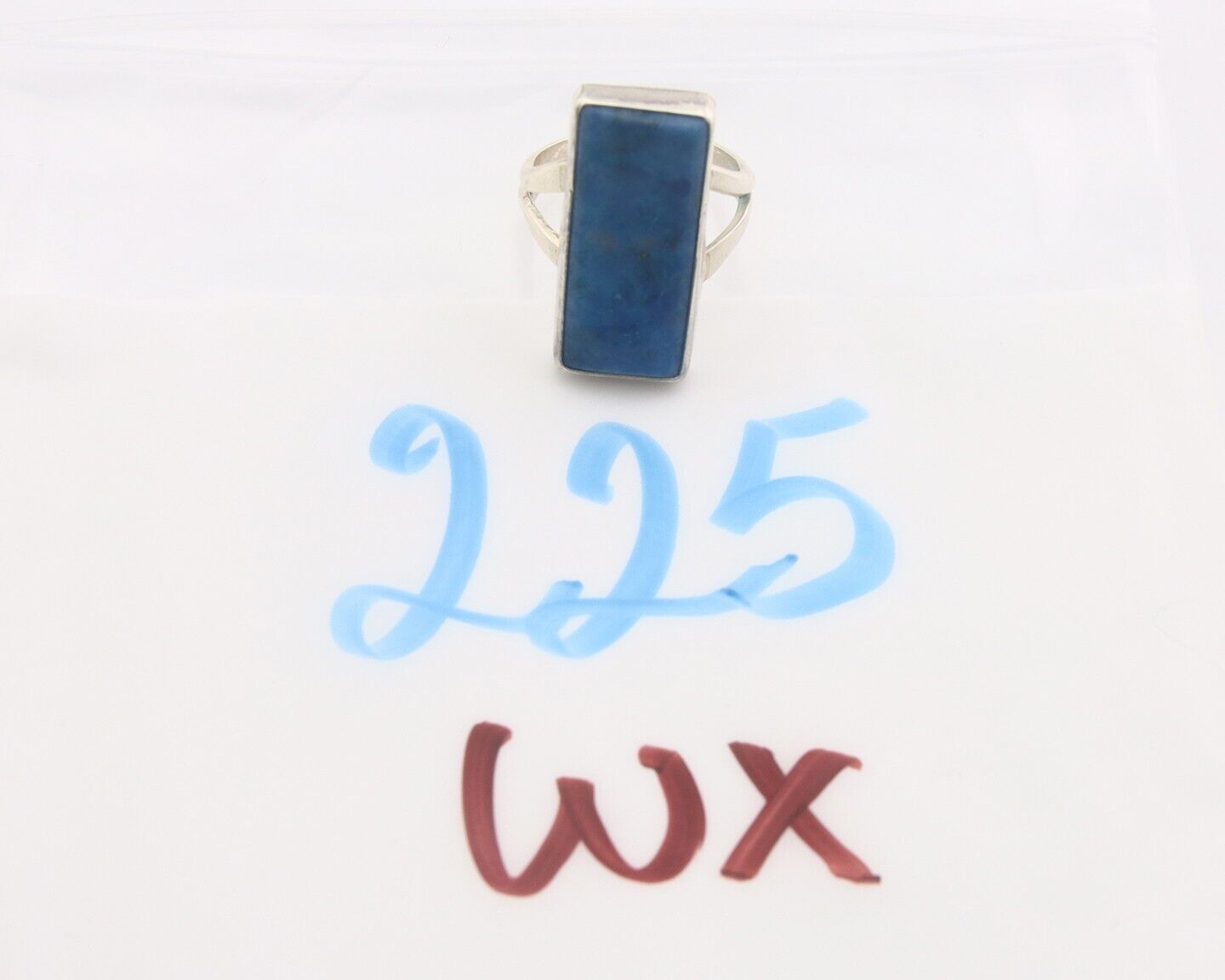 Navajo Ring 925 Sterling Lapis Handmade Native Artist C.80's Size 6.25