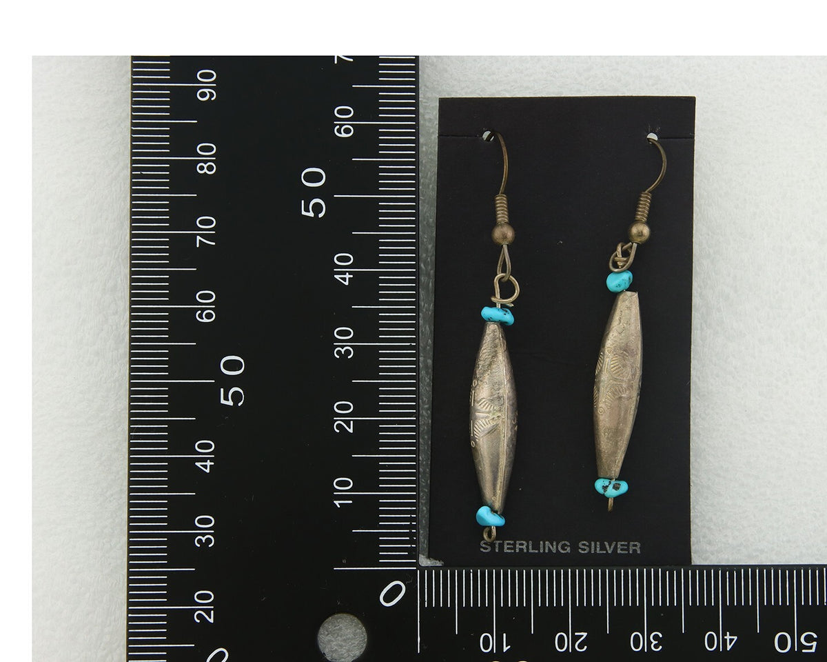 Navajo Earrings 925 Silver Natural Turquoise Native American Artist C.80's