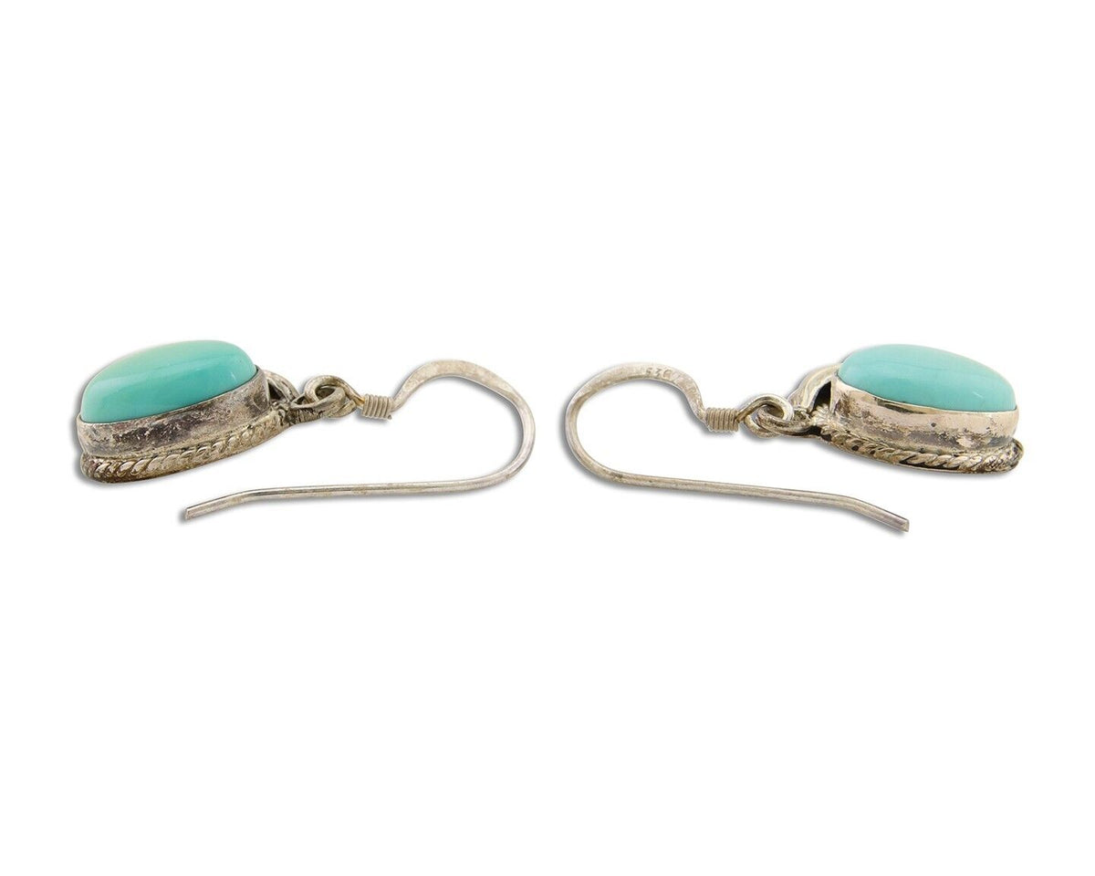 Navajo Dangle Earrings 925 Silver Blue Turquoise Native American Artist C.80's
