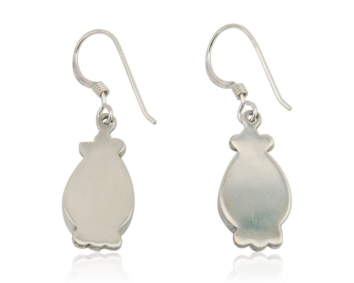 Navajo Dangle Earrings 925 Silver Natural Turquoise Native American Artist C80s