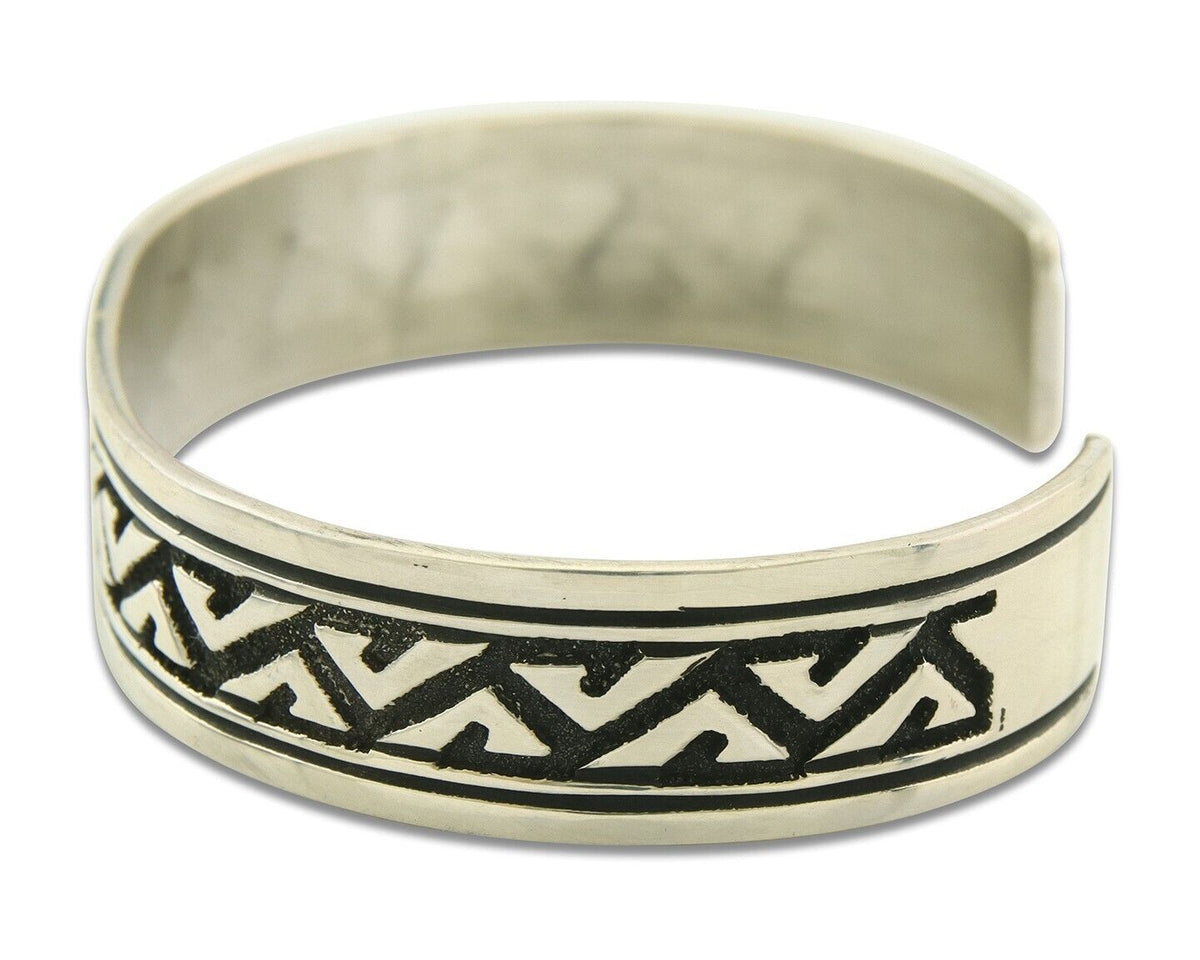 Mens's Navajo Bracelet 925 Silver Artist Signed Thomas Singer Cuff Made 1980's
