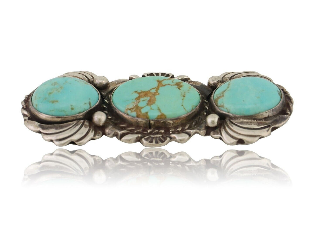 Navajo Pin Pendant 925 Silver Natural Turquoise Signed Billy Eagle C.80's