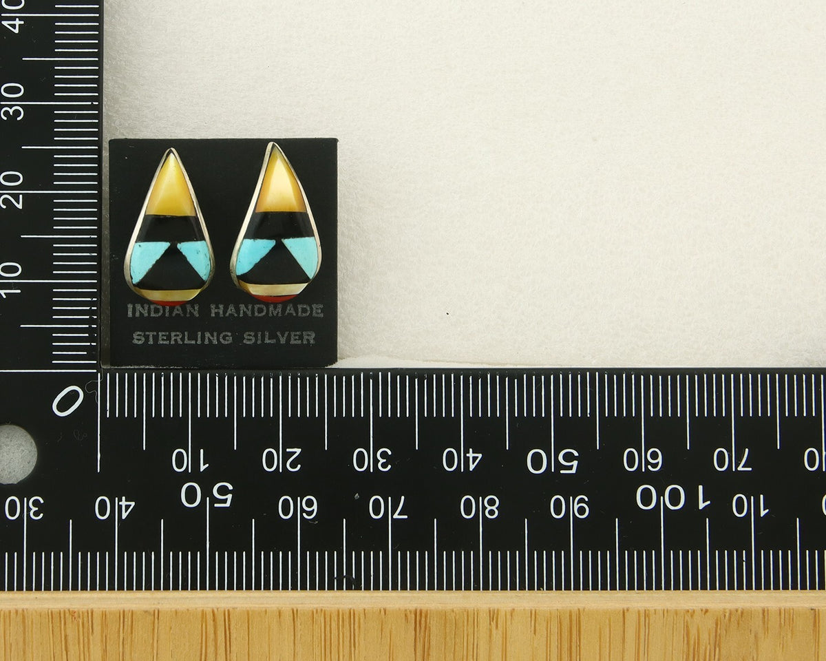 Navajo Earrings 925 Silver Natural Gemstone Native American Artist C.80's