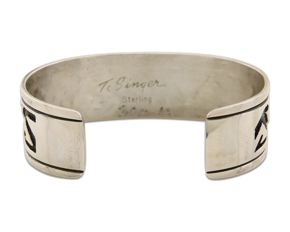 Navajo Bracelet 925 Silver Handmade Cuff Artist Signed Tommy Singer C.80's