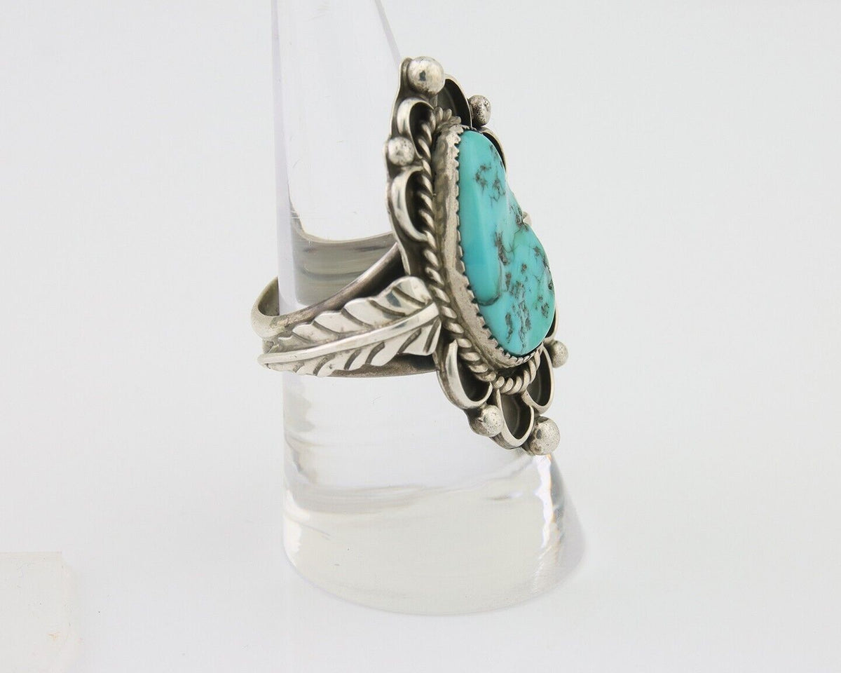 Navajo Ring 925 Silver Natural Blue Turquoise Native American Artist C.80's