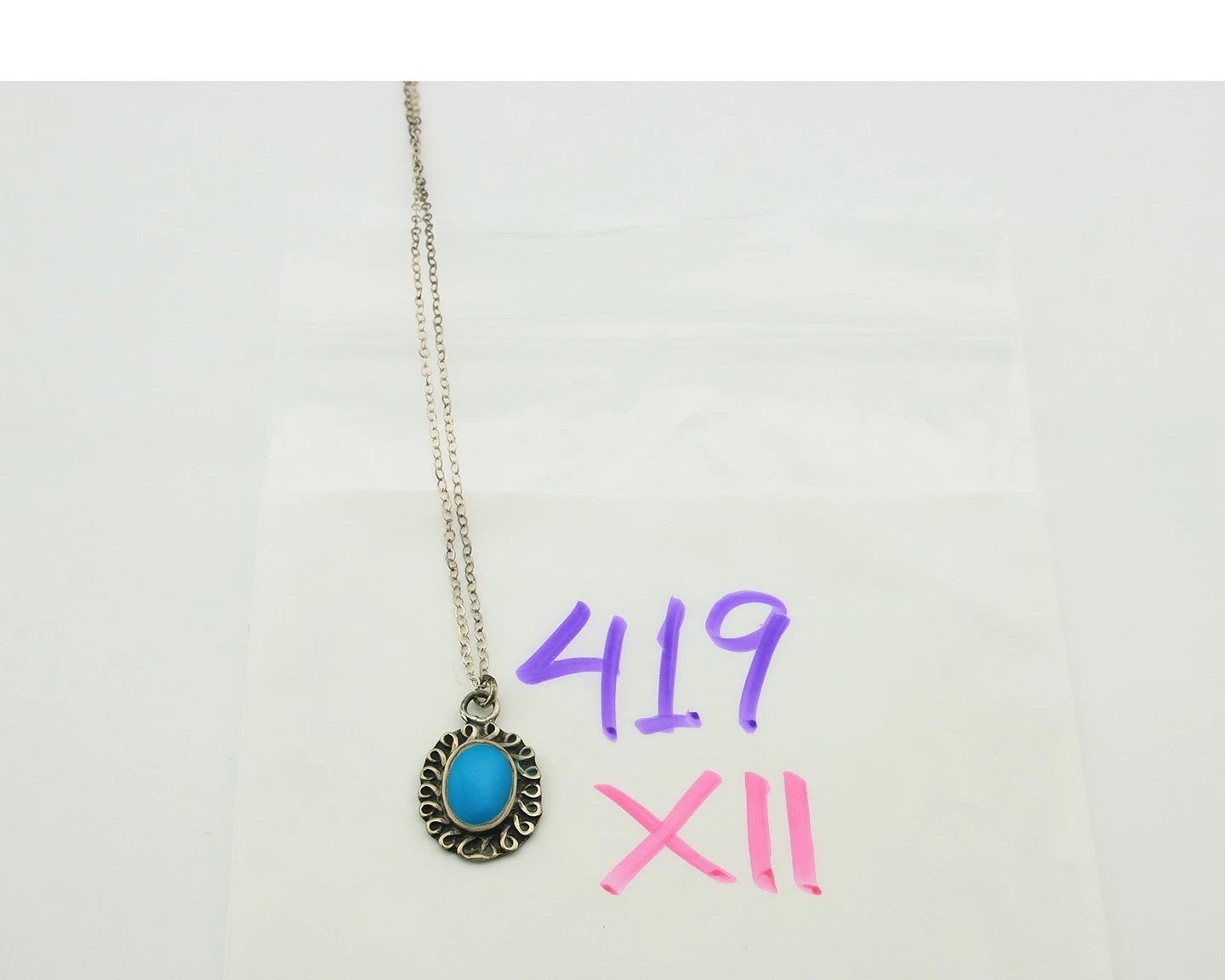 Navajo Necklace Sterling Silver Natural Blue Turquoise Handmade Vintage