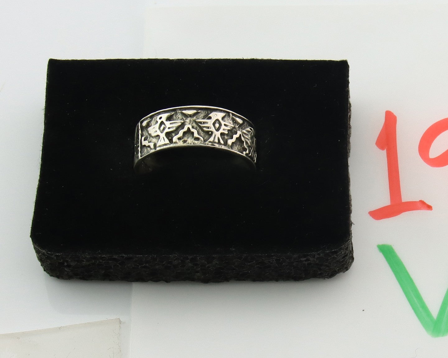 Navajo Band Ring Sterling Silver Vintage Authentic Signed BSM Size 8.0