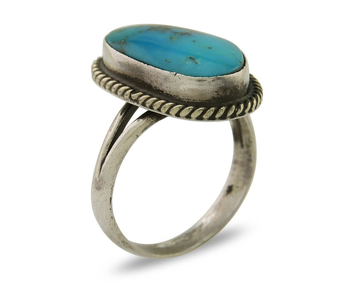 Navajo Ring 925 Sterling Silver Turquoise Native American Artist C.80's