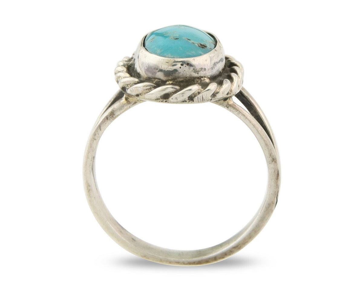 Navajo Ring 925 Sterling Natural Mined Arizona Turquoise C.80's Size 6.0