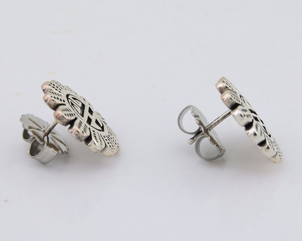 Navajo Tiwa Sun Earrings 925 Silver Native American Artist C.80's