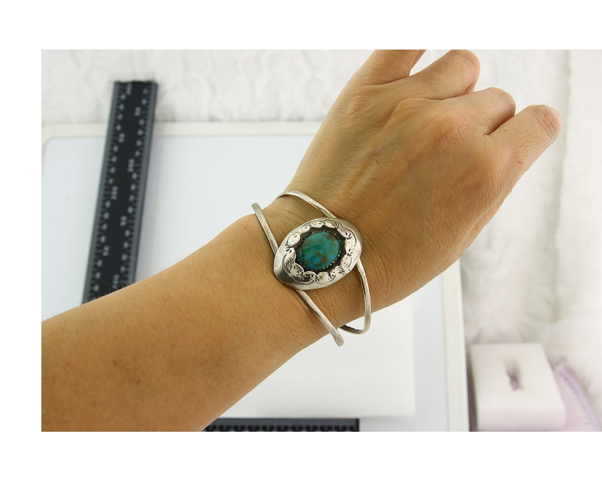 Vintage Navajo Bracelet 925 Silver Turquoise Handmade Authentic Native American