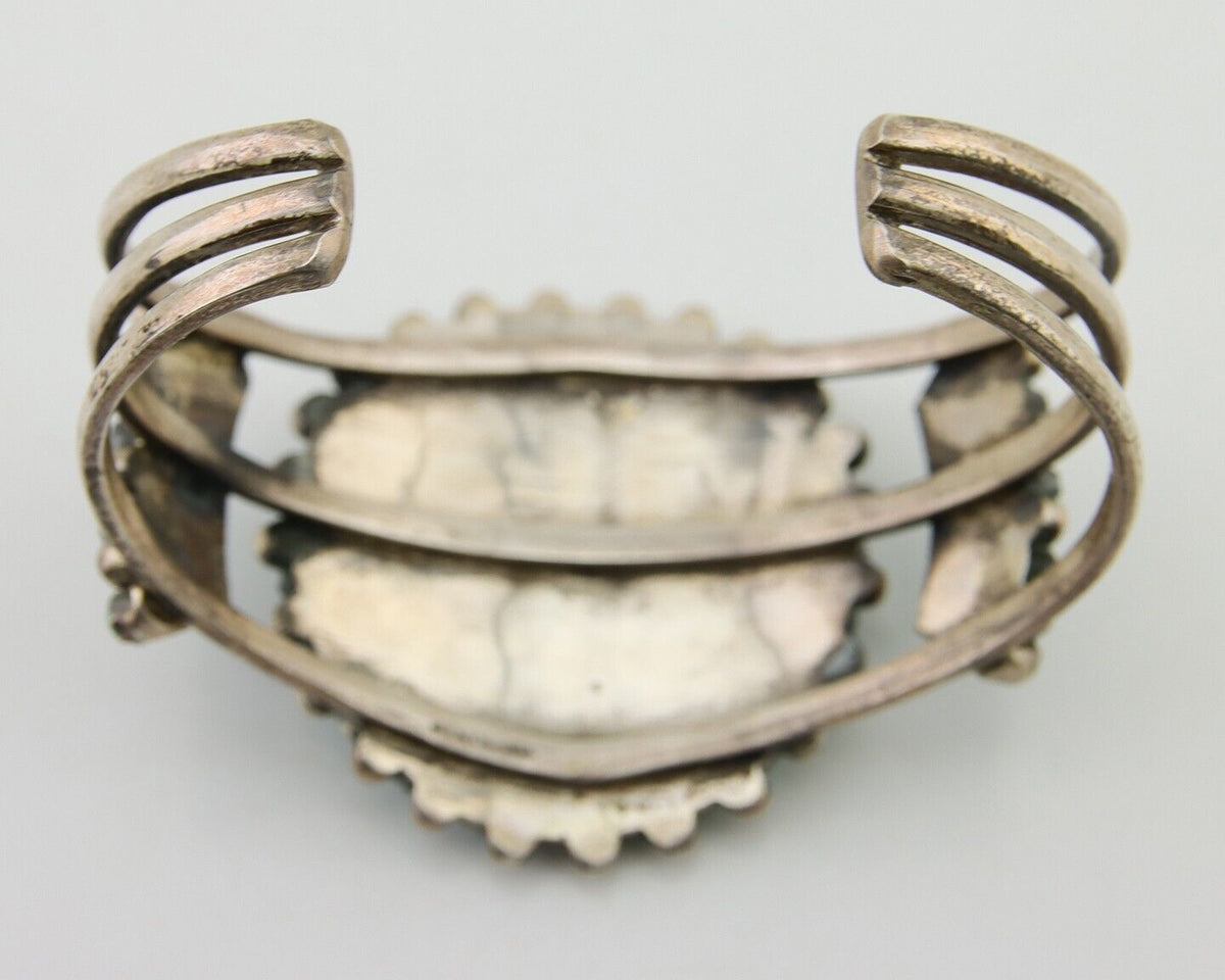 Navajo Bracelet 925 Silver Natural Blue Turquoise Native American Artist C.80's
