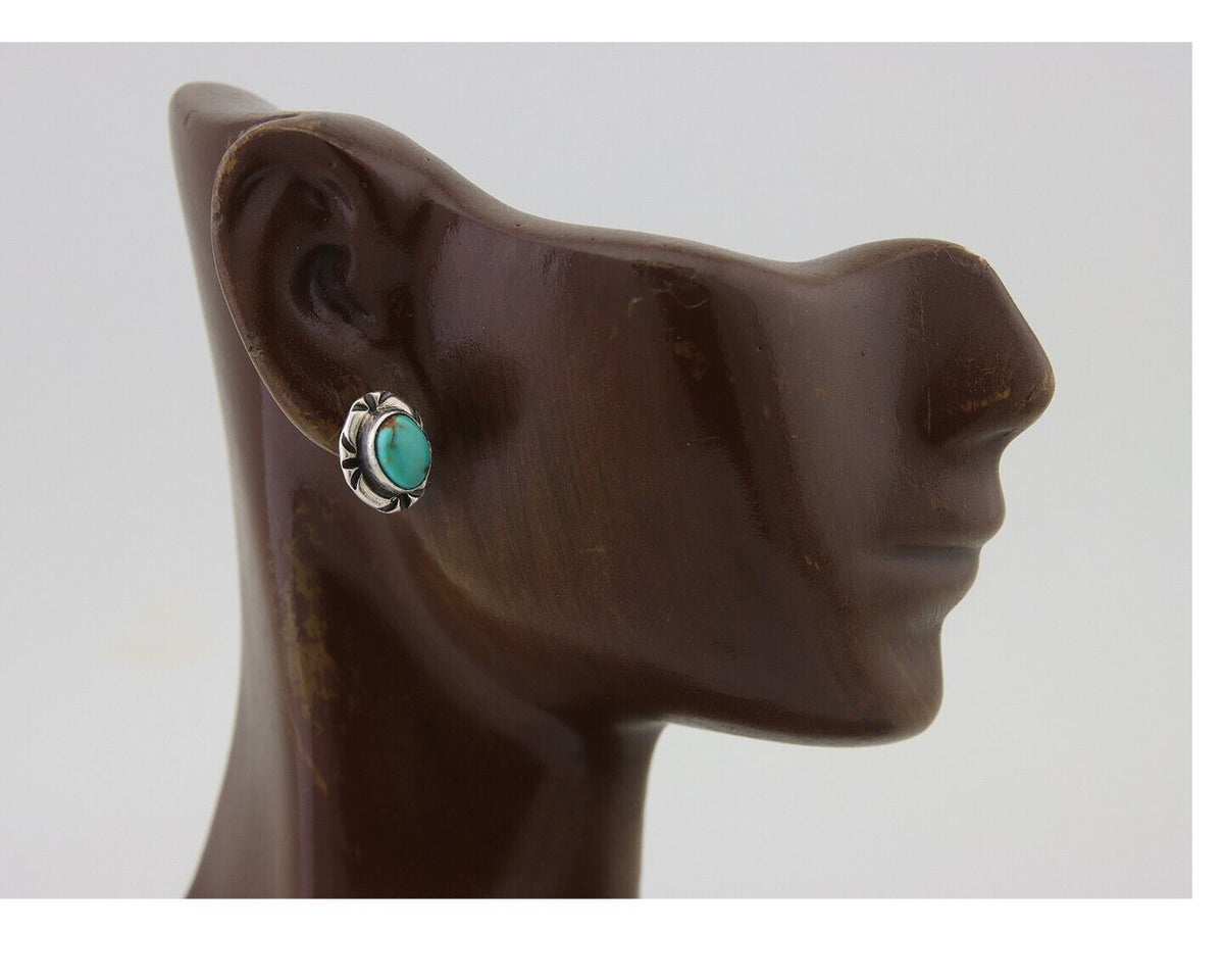 Navajo Earrings 925 Silver Turquoise Native American Artist C.80's