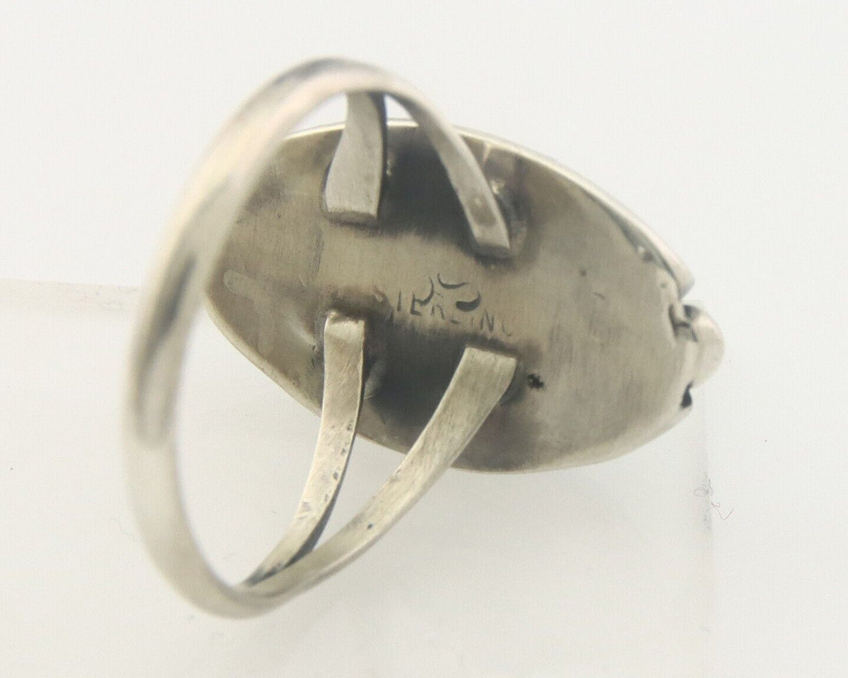 Navajo Ring 925 Sterling Natural Turquoise Native Artist C.80's Size 6.25