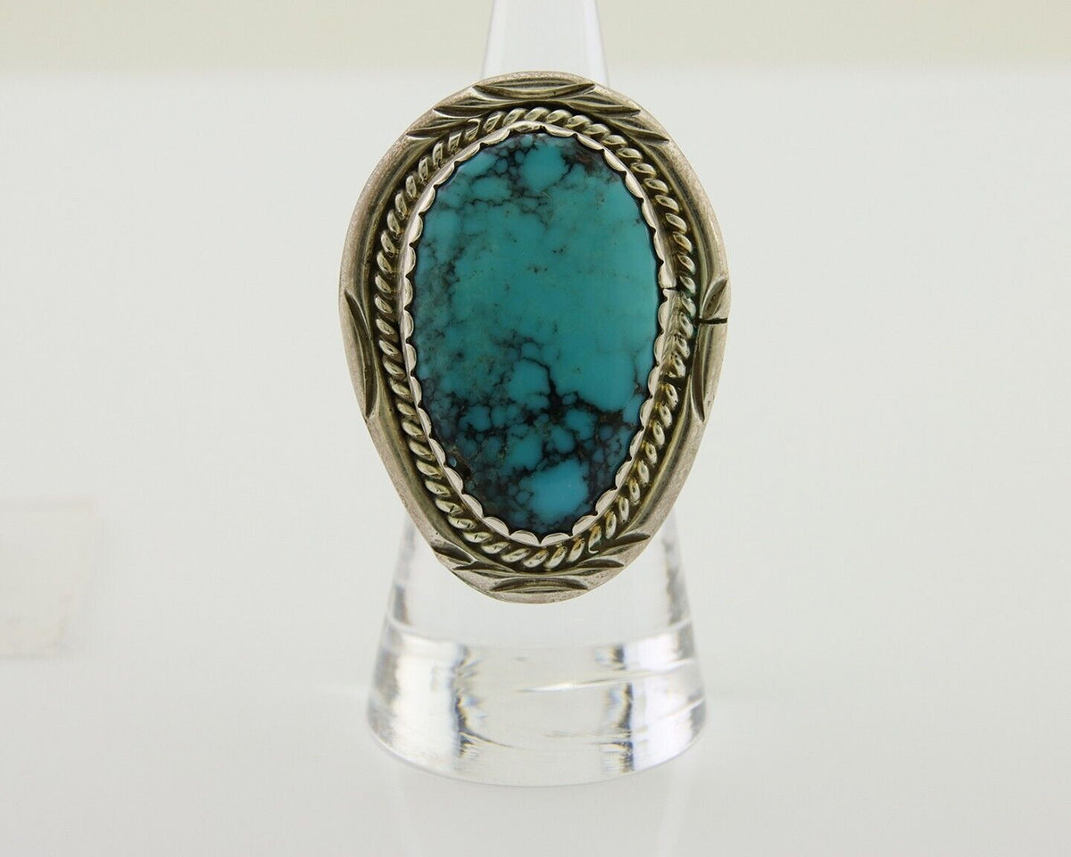 Navajo Ring 925 Silver Blue Turquoise Native American Artist C.80's