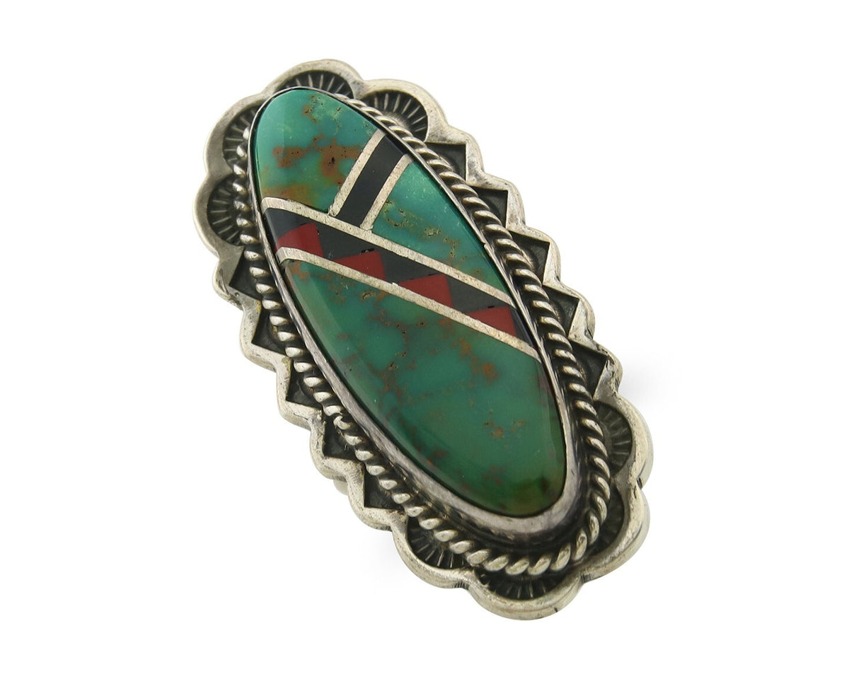 Vintage Navajo Ring 925 Sterling Silver Turquoise Signed Mike Begay Size 8.5