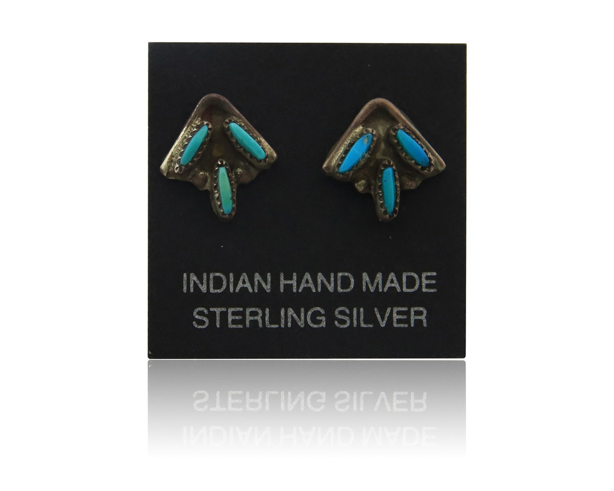Navajo Earrings Sterling Silver Turquoise Vintage Handmade