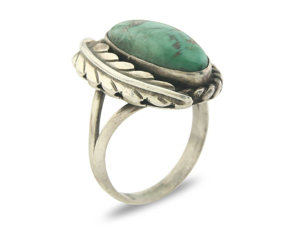 Navajo Ring 925 Sterling Blue Turquoise Artist Signed Sunset C.80's