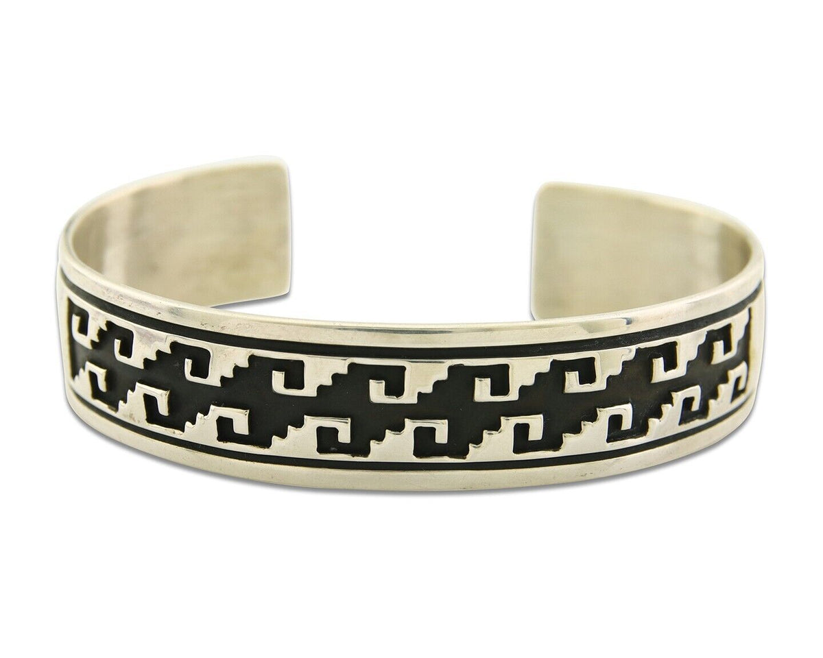Navajo Bracelet 925 Silver Handmade Cuff Artist Signed Tom Billy C.80's