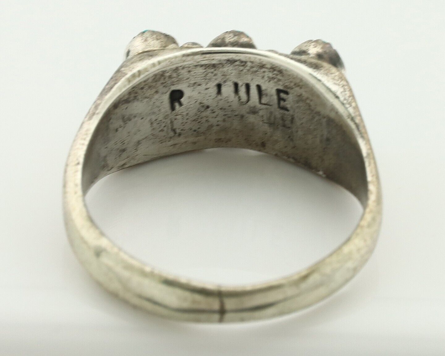 Zuni Ring .925 Silver Natural Sleeping Beauty Turquoise Signed R. LULE C.80's