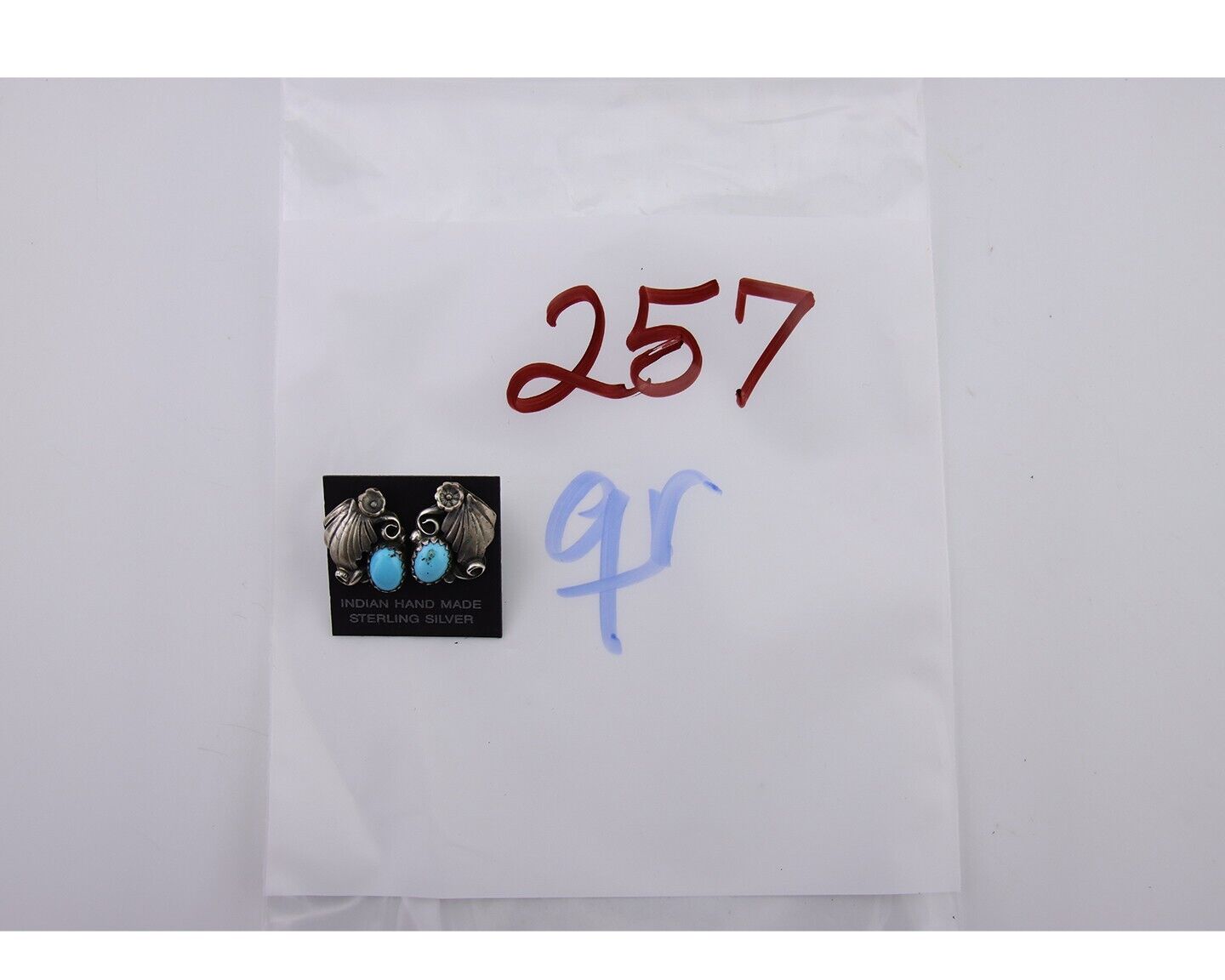 Navajo Handmade Earrings 925 Silver Natural Turquoise Native American Artist 80s