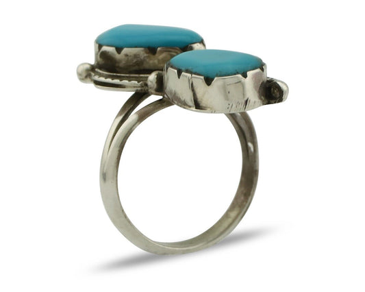 Navajo Ring 925 Silver Blue Turquoise Artist Signed K C.80's