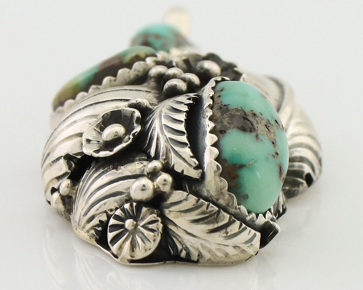 Navajo Pendant 925 Silver Natural Bisbee Turquoise Signed Tom Willeto C.80's