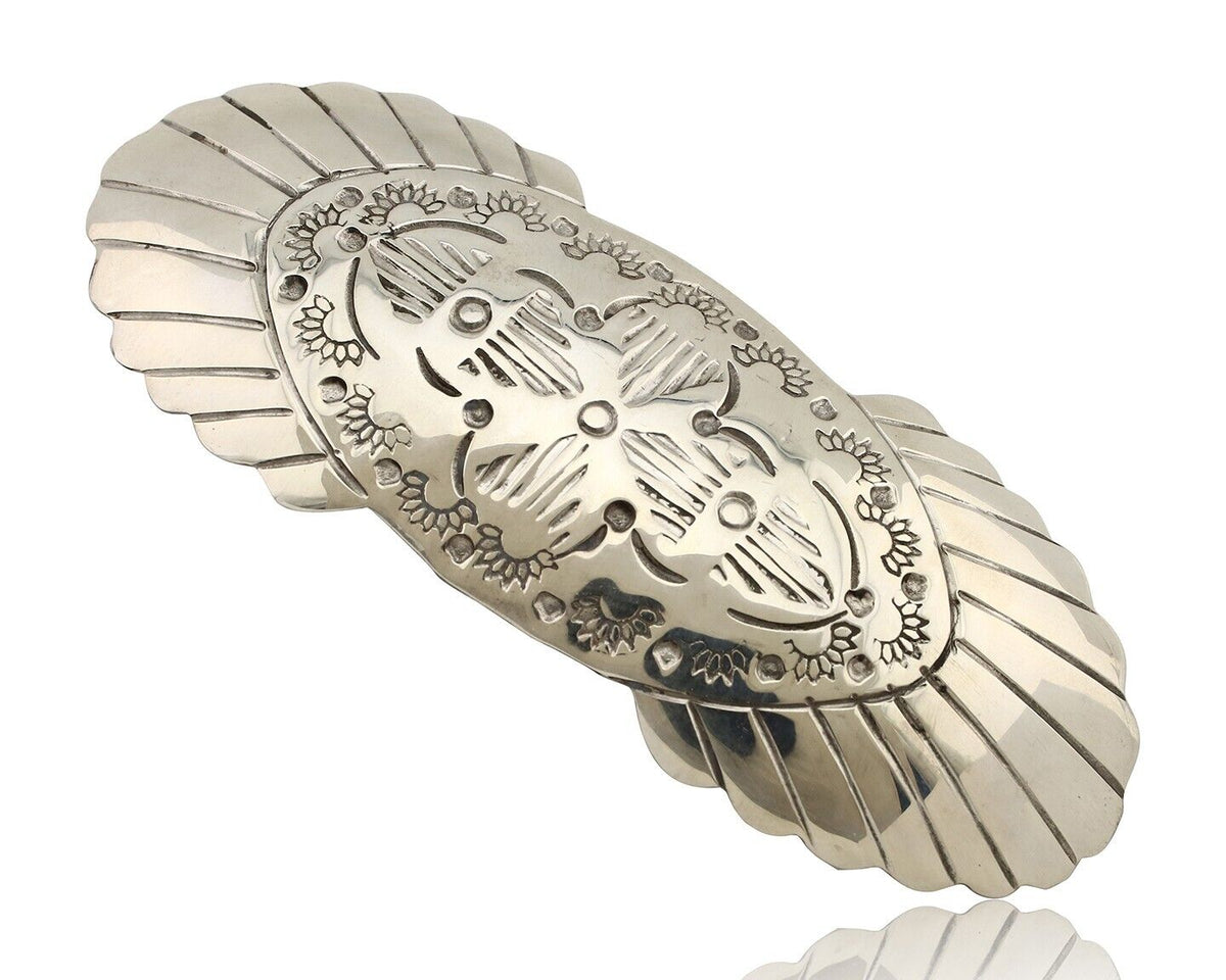 Women's Navajo Hair Clip Hand Stamped 925 Silver Artist Signed C Montoya C.80's