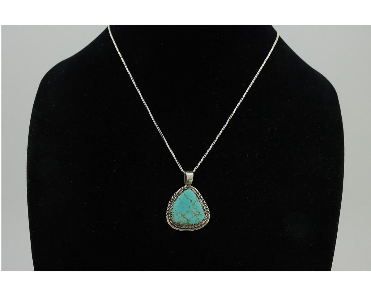 Navajo Necklace 925 Silver Kingman Turquoise Signed Anna Begay C.80's