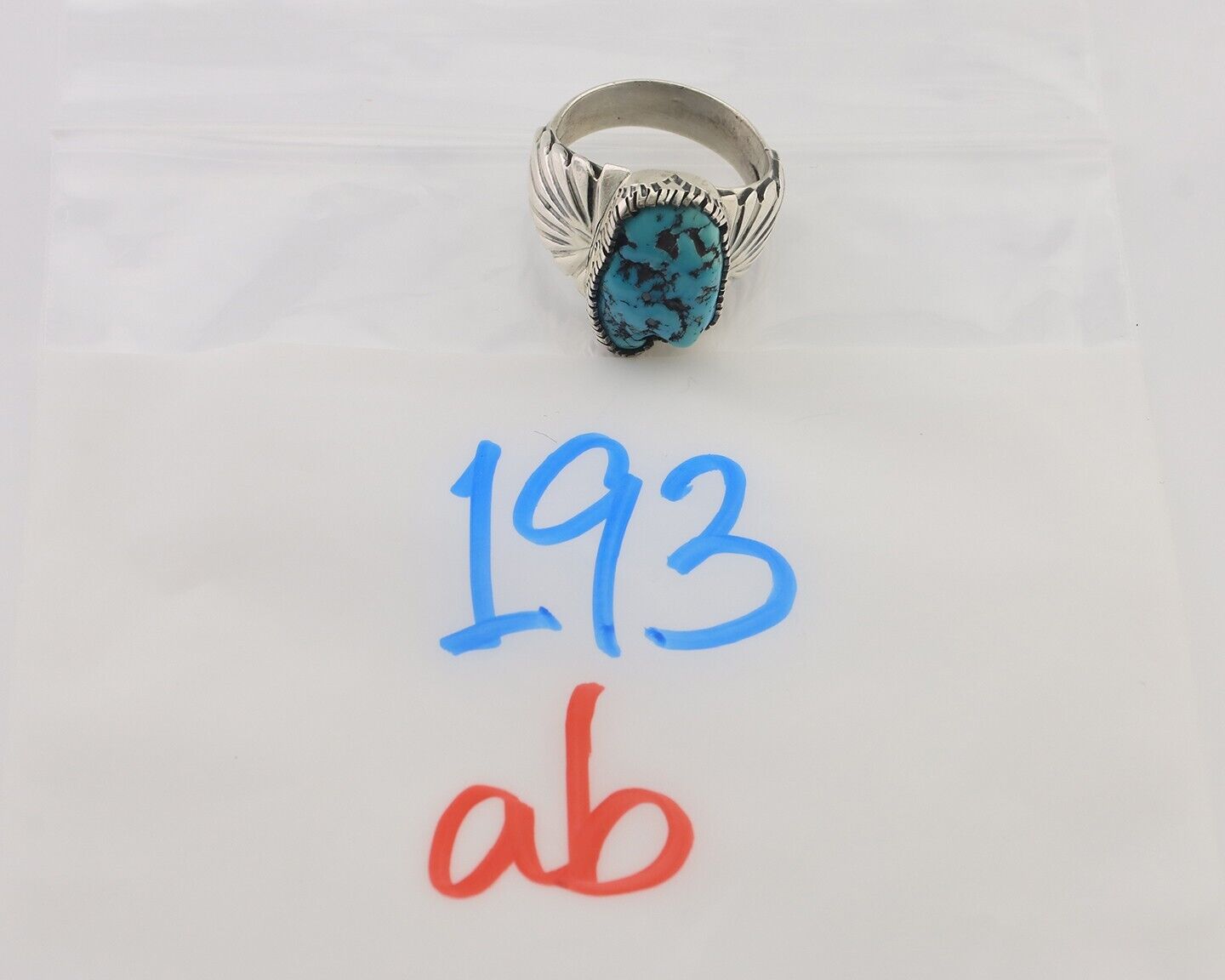 Navajo Ring 925 Silver Sleeping Beauty Turquoise Artist Signed DK C.80's