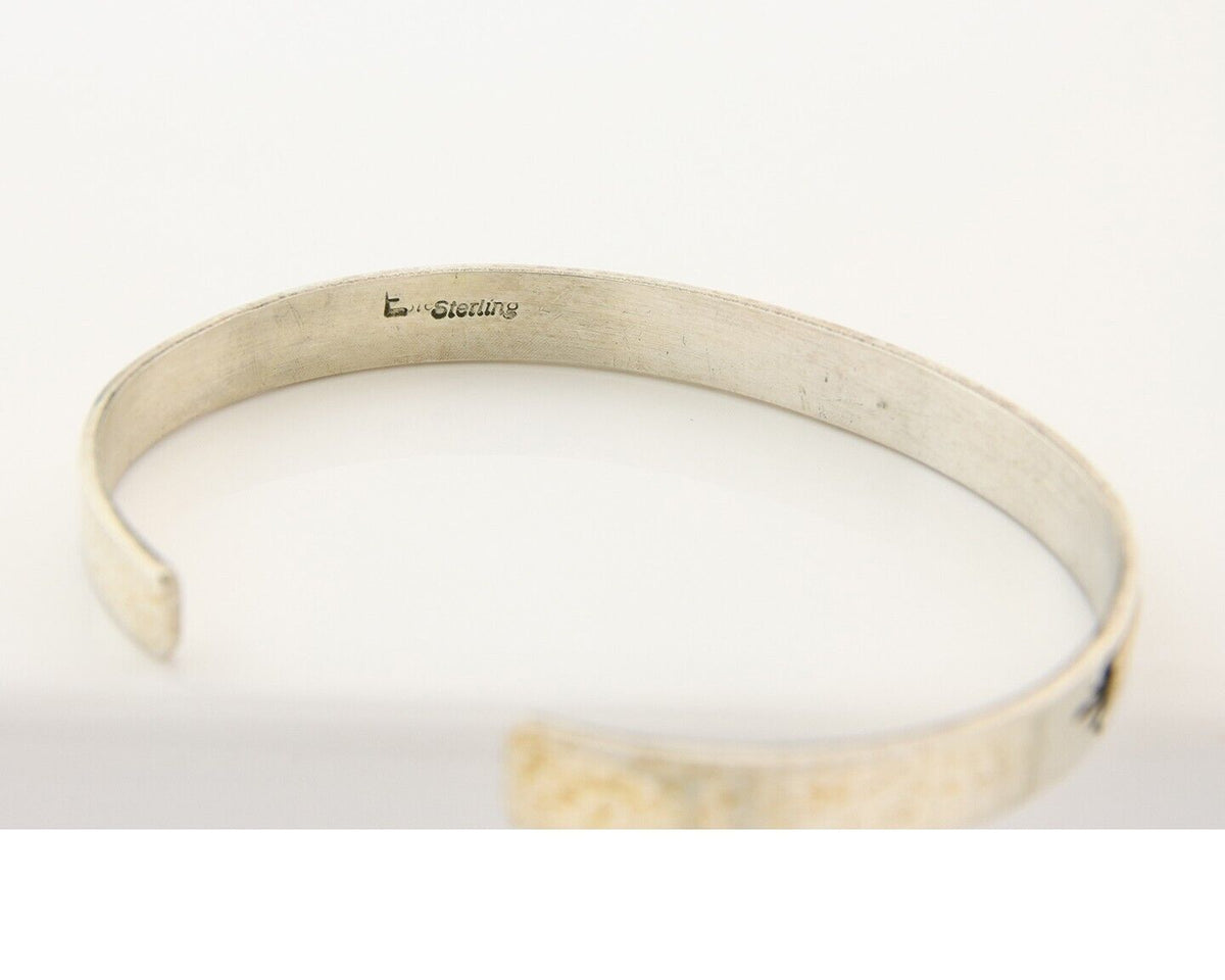 Navajo Bracelet 925 Silver & 12k Yellow Gold Plated Cuff Signed E C.80's